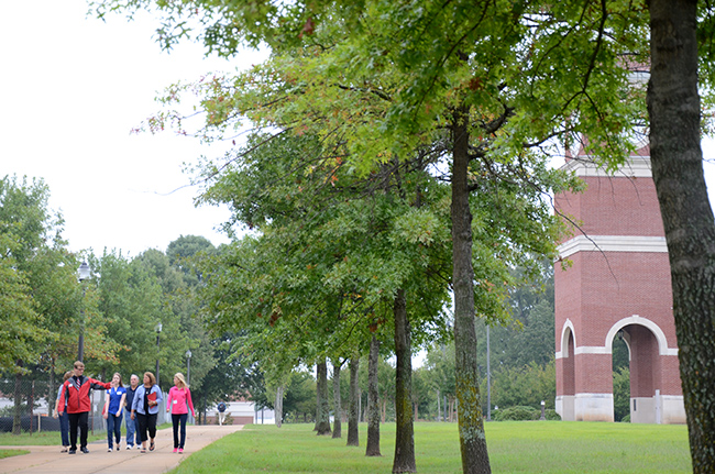 September 2014 Preview day tour group passes Miller Tower